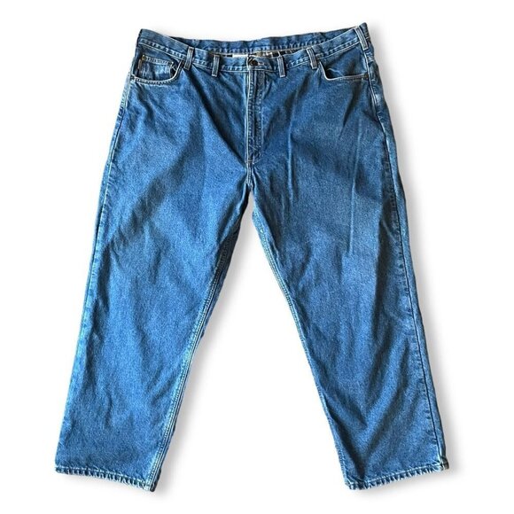 Carhartt Work Jeans Mens Sz 48 x 30 Blue Denim Fleece Lined Relaxed Utility VTG - Picture 1 of 16